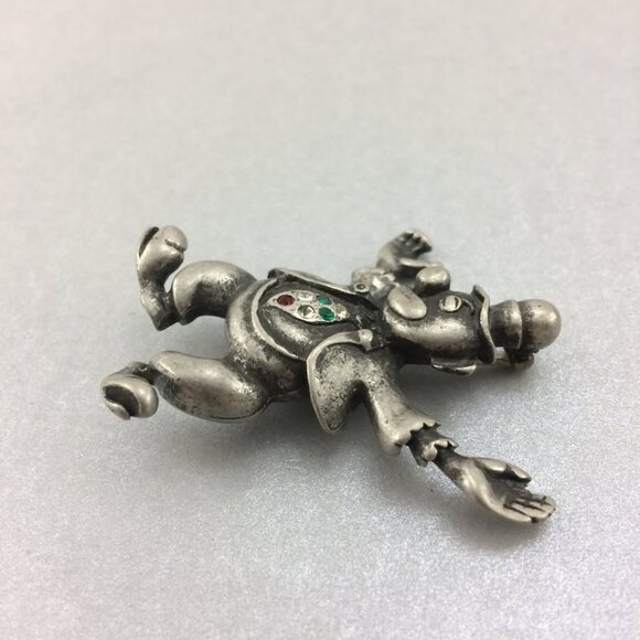 Vintage Silvetone Pewter Metal Clown Brooch Pin with Rhinestones - Picture 4 of 10
